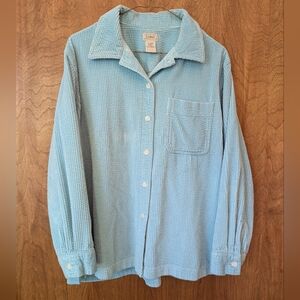 Vintage 90s L.L. Bean Men's Light Blue Corduroy Shirt